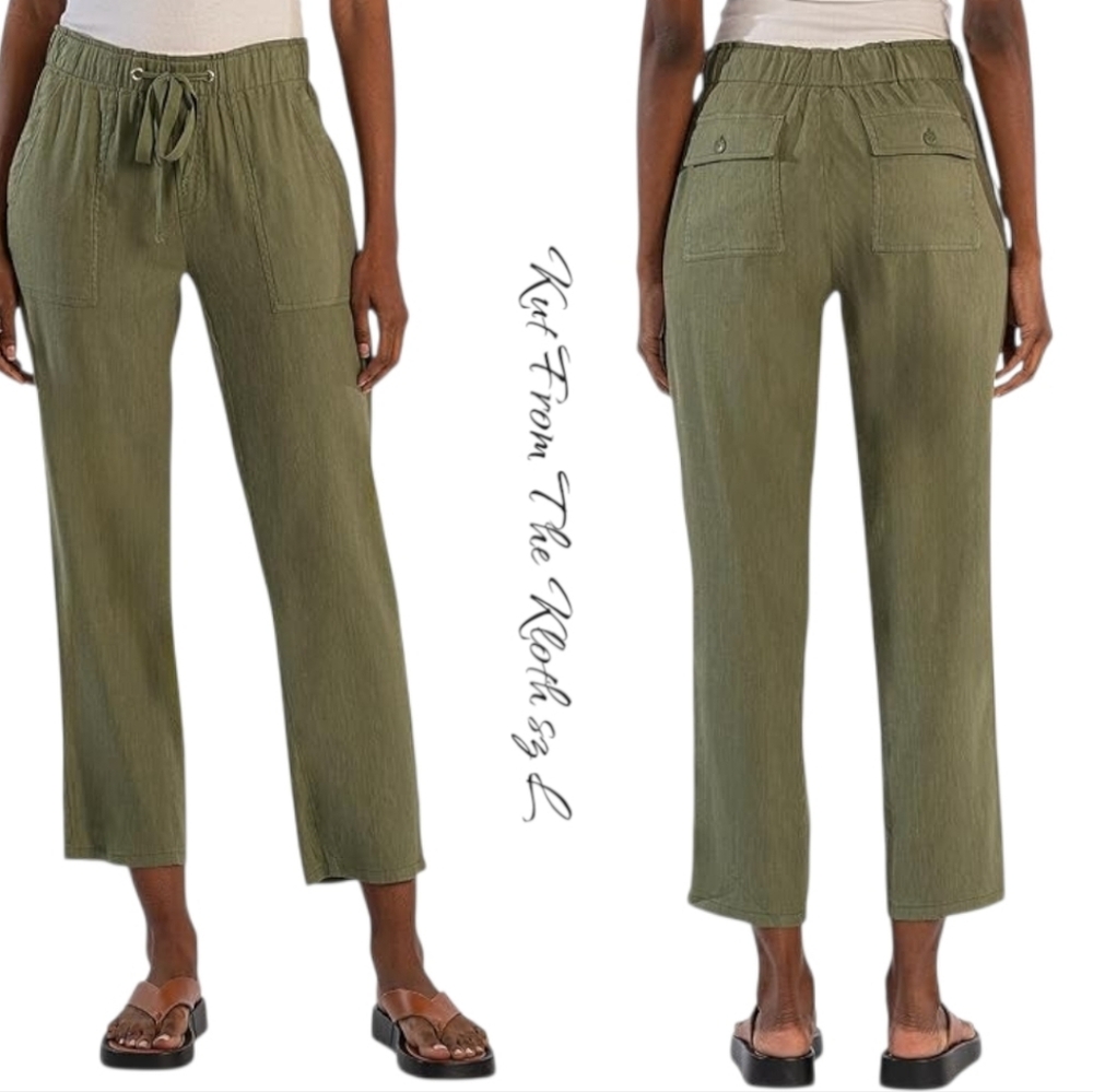 KUT from the Kloth Linen Drawstring Cropped Pants Sz L